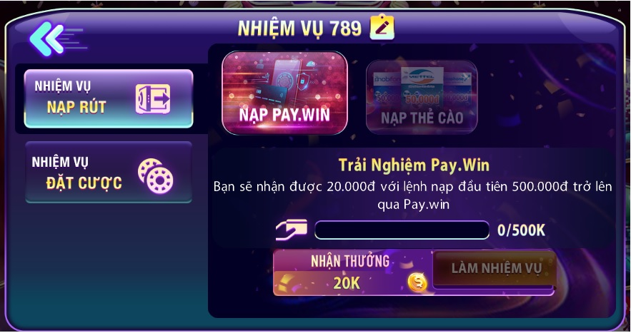 Nhận khuyến mãi 789club khi thực hiện nhiệm vụ